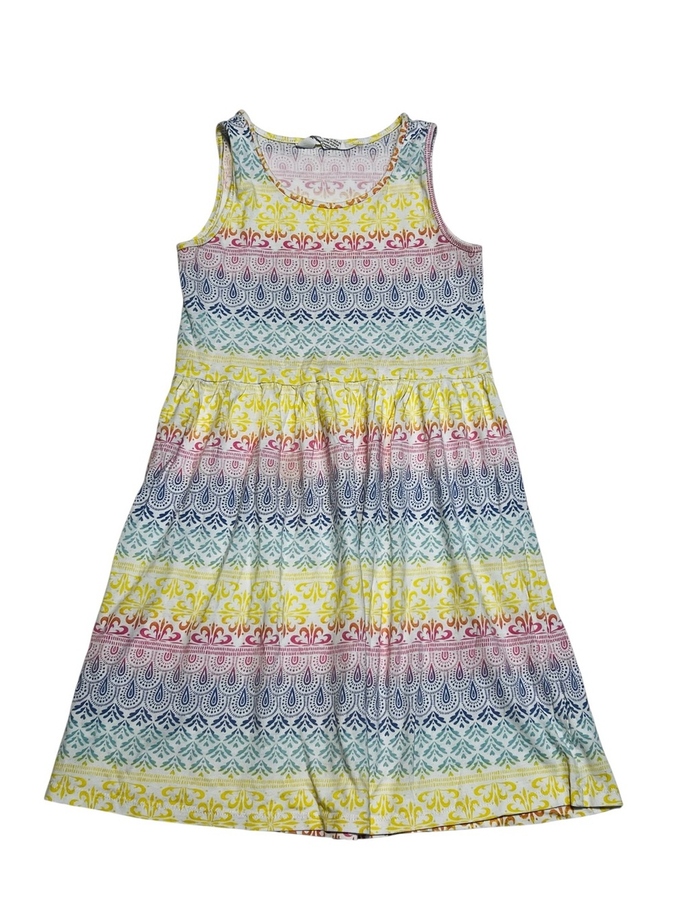 H&M Girls 8 Y Sleeveless Striped Pattern Dress - Yellow, Navy, Teal, Pink